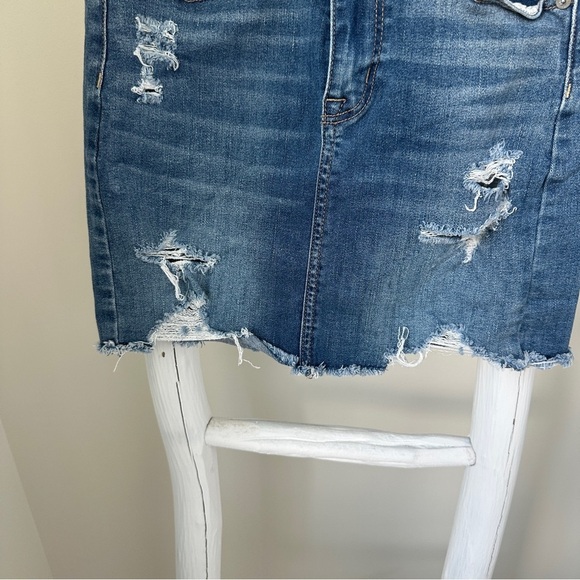 American Eagle Outfitters Super Stretch Curvy Hi Rise Denim Mini Skirt SZ 0 - Picture 8 of 14